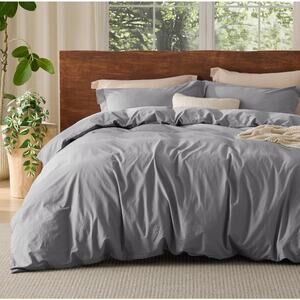 Duvet Cover Queen -3 Pieces (Gray, Queen, 90"x90")